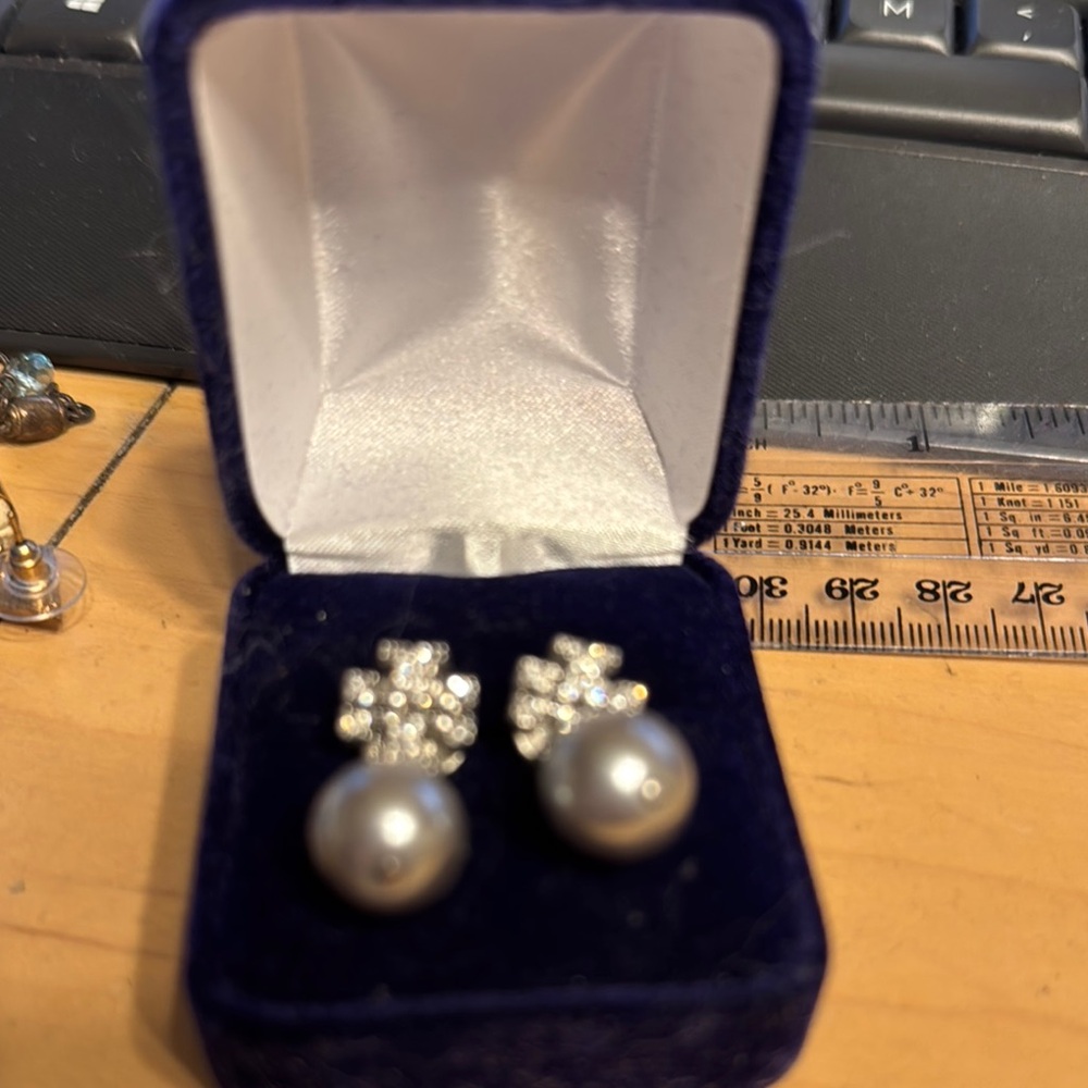 Tory Burch Silver Pearl Earrings
